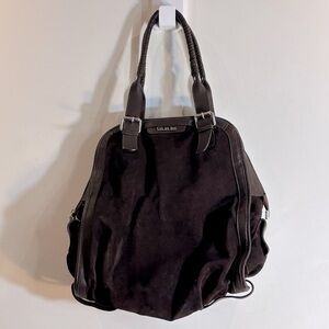 CUL DE SAC Suede Slouchy Bohemian Style Leather Accents Multiple Inner Pockets